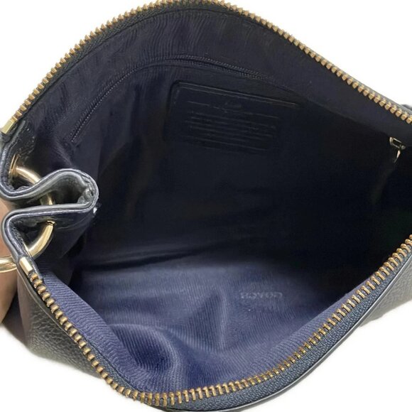 COACH Embossed Horse and Carriage Charly Crossbody 33521 Dark Navy Leather - Picture 6 of 10